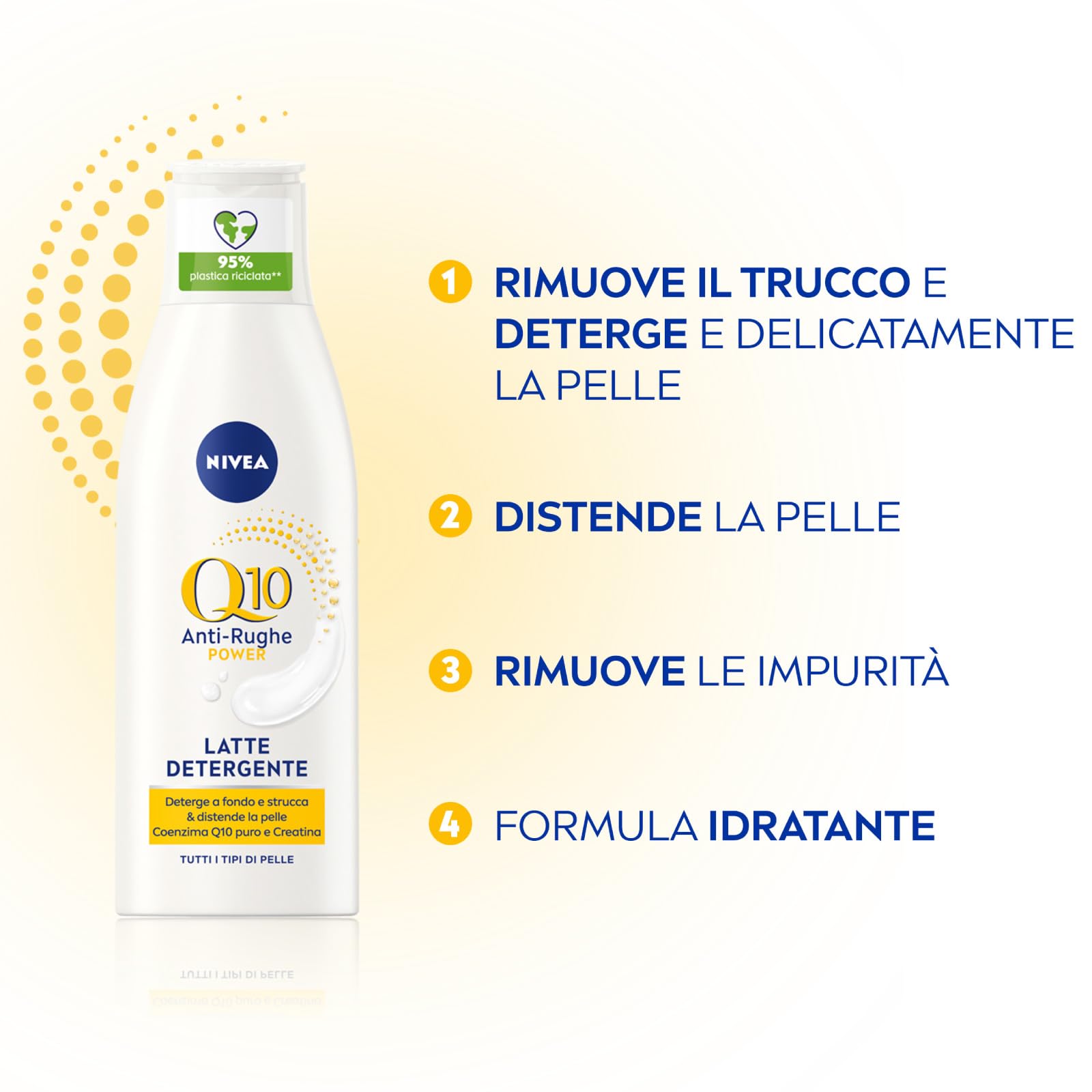 NIVEA Q10 Power Reinigungsmilch für das Gesicht, Anti-Falten, feuchtigkeitsspendend, Anti-Aging-Wirkung, belebend, elastisch, antioxidativ, 48 Stunden, Formel mit Kreatin für empfindliche Haut – 4