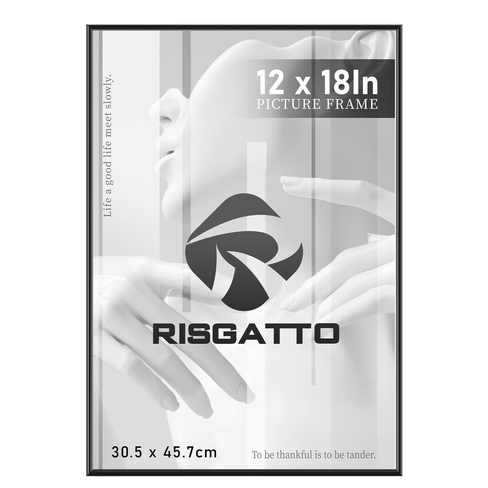 Photo Frame - Minimalist Aluminum - HD Acrylic Wall Frame - Slim Design for Home Decor (Black, 12x18)