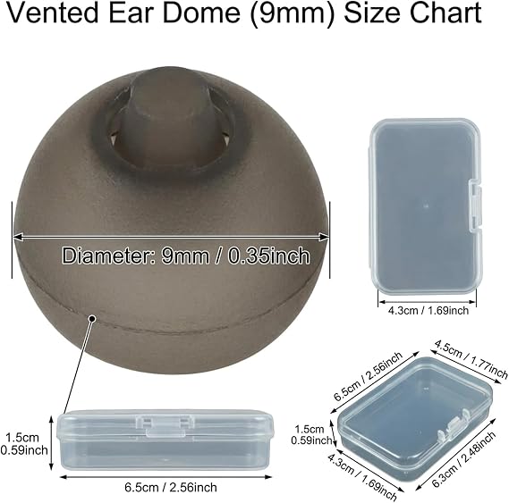 20PCS 9mm Single-Flange Vented Hearing Aid Domes, Soft Replacement Ear Tips, Universal Hearing Aid Tube Accessories for Standard Receiver Wires
