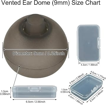 20PCS 9mm Single-Flange Vented Hearing Aid Domes, Soft Replacement Ear Tips, Universal Hearing Aid Tube Accessories for Standard Receiver Wires
