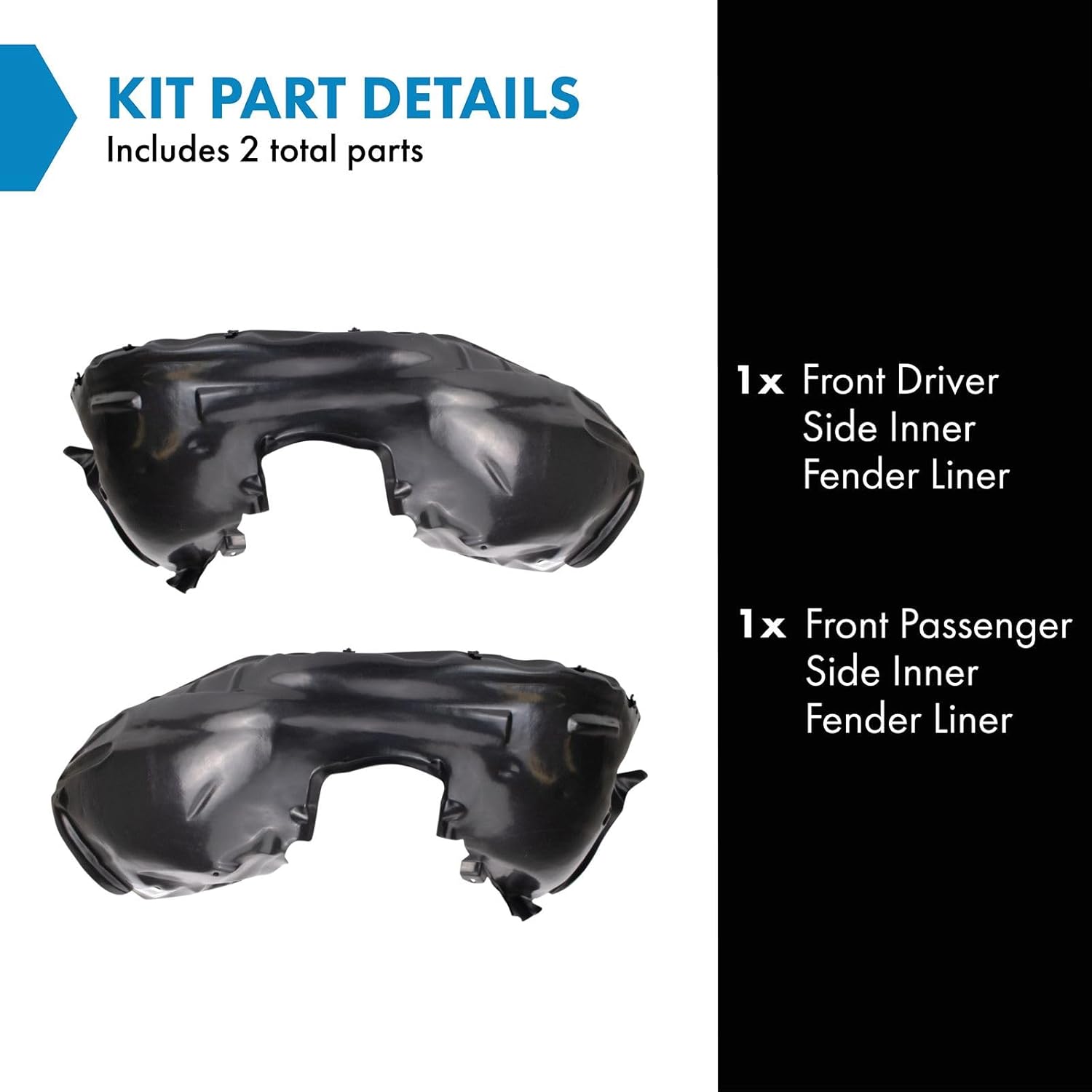 trq front inner fender liner set compatible with 2010-2015 volvo xc60 vo1248114 vo1249114 bda15522