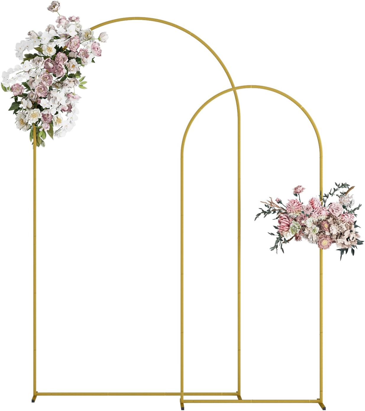 Wedding Arch, Metal Arch Backdrop Stand, Balloon Arch Stand Wedding Frame for Ceremony Decoration (Gold, 7.2FT, 6FT Arch Backdrop)