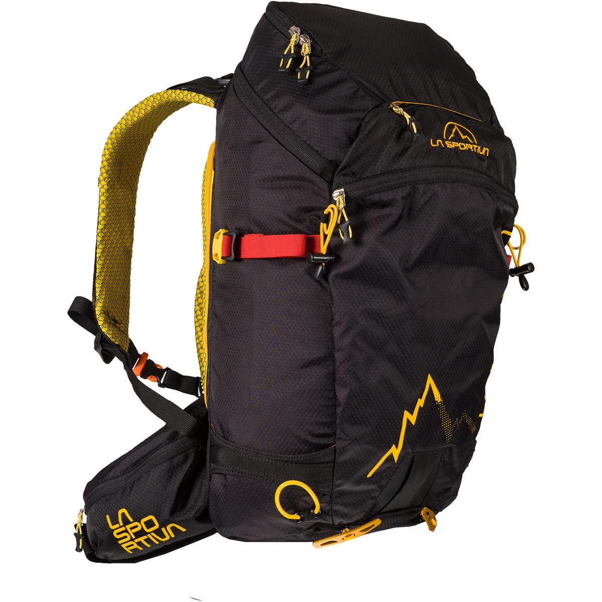 La Sportiva Moonlite Backpack Gelb - Robuster vielseitiger Skitourenrucksack, 30l, Größe 30l - Farbe Black - Yellow