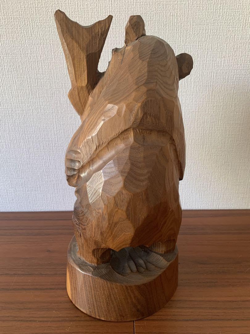 木彫り　熊　民藝 良品 木彫り熊 ヒグマ 北海道 お土産 民芸品#1001 - メルカリ