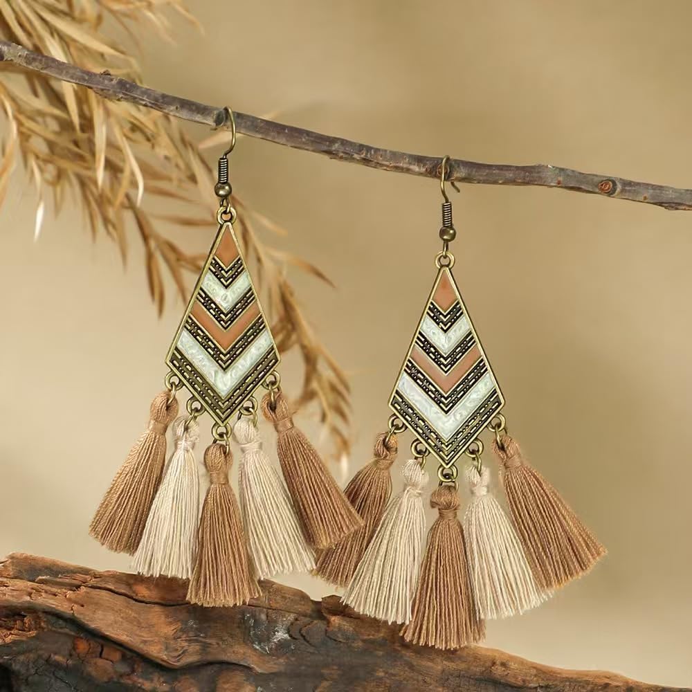 Silver/Gold Boho Dangle Statement Earrings for Women Trendy,Handmade Vintage Dainty Cute Long Drop Summer Earrings,fashion Accessories Jewelry Gifts image 2