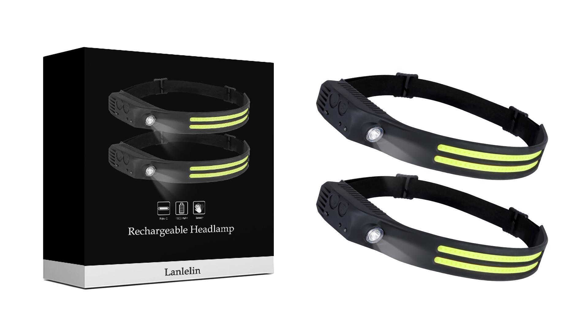 Stirnlampe LED 20.000 Lumen - Wiederaufladbar Mit Bewegungssensor Für Outdoor