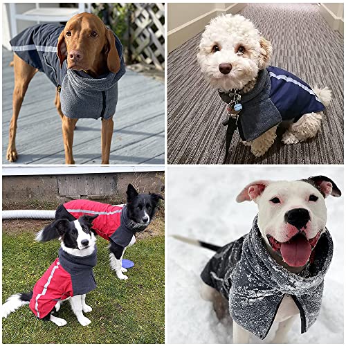 Slowton Winter Dog Coat, Warm Polar Fleece Lining Doggie Outdoor Jacket With Turtleneck Scarf Reflective Stripe Adjustable Waterproof Windproof Puppy Vest Soft Pet Outfits (Xl,Grey) #TOP6