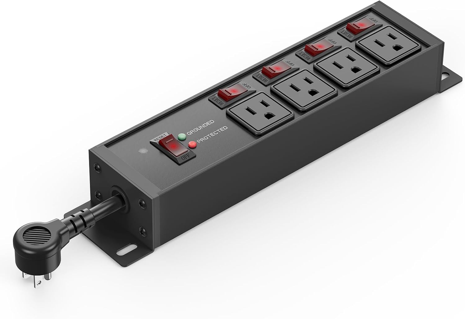 CCCEI 20 Amp Individual Switches Outlet Extender, 12 Gauge Short Flat Extension Cord, Kitchen, Travel, Garage, Industrial Heavy Duty Power Strip Surge Protector. 0.2FT, Black.