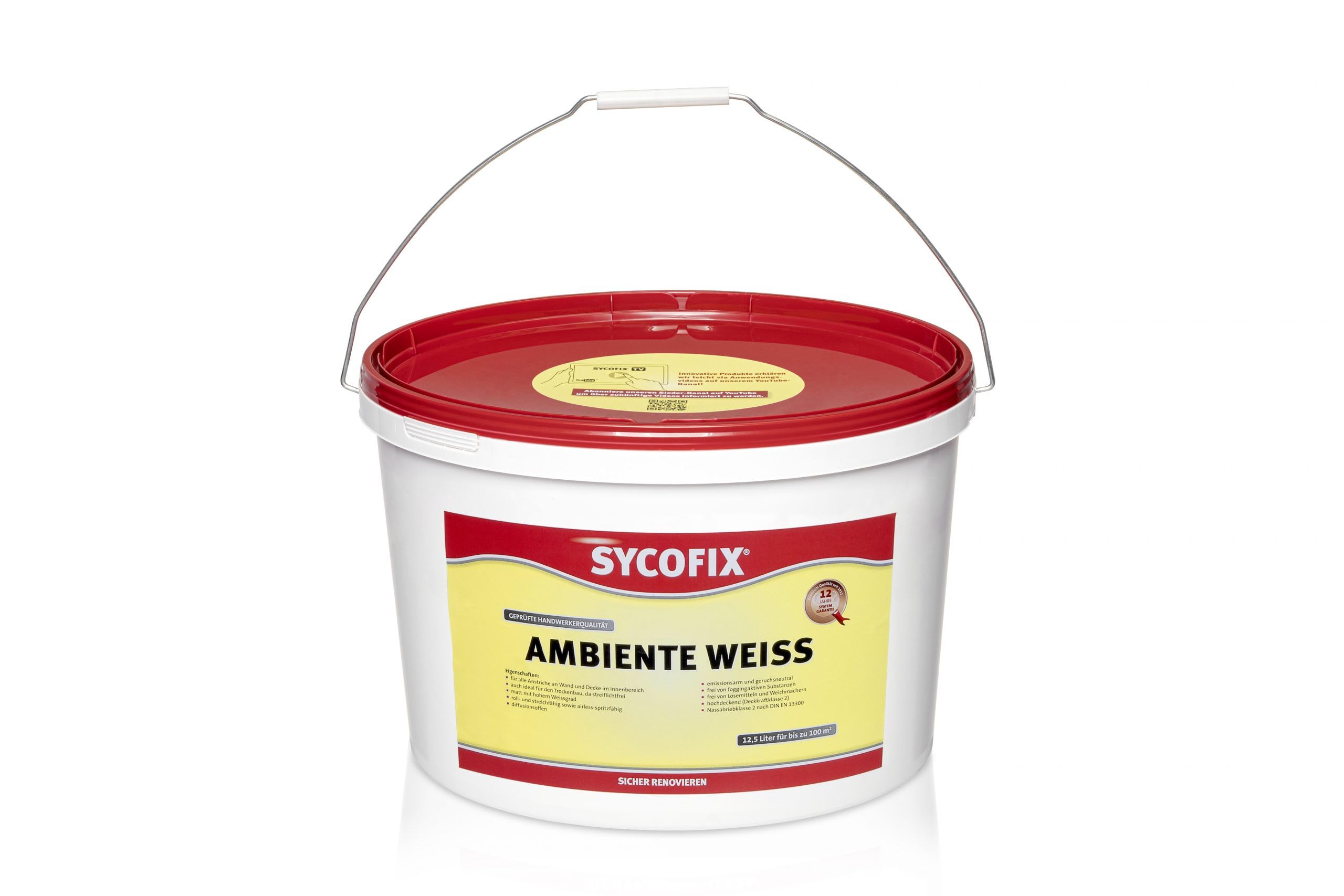 Ambiente weiß 12,5 Liter, Raumfarbe, Wandfarbe, gute Deckkraft, Innenfarbe Weiß, Supermatt