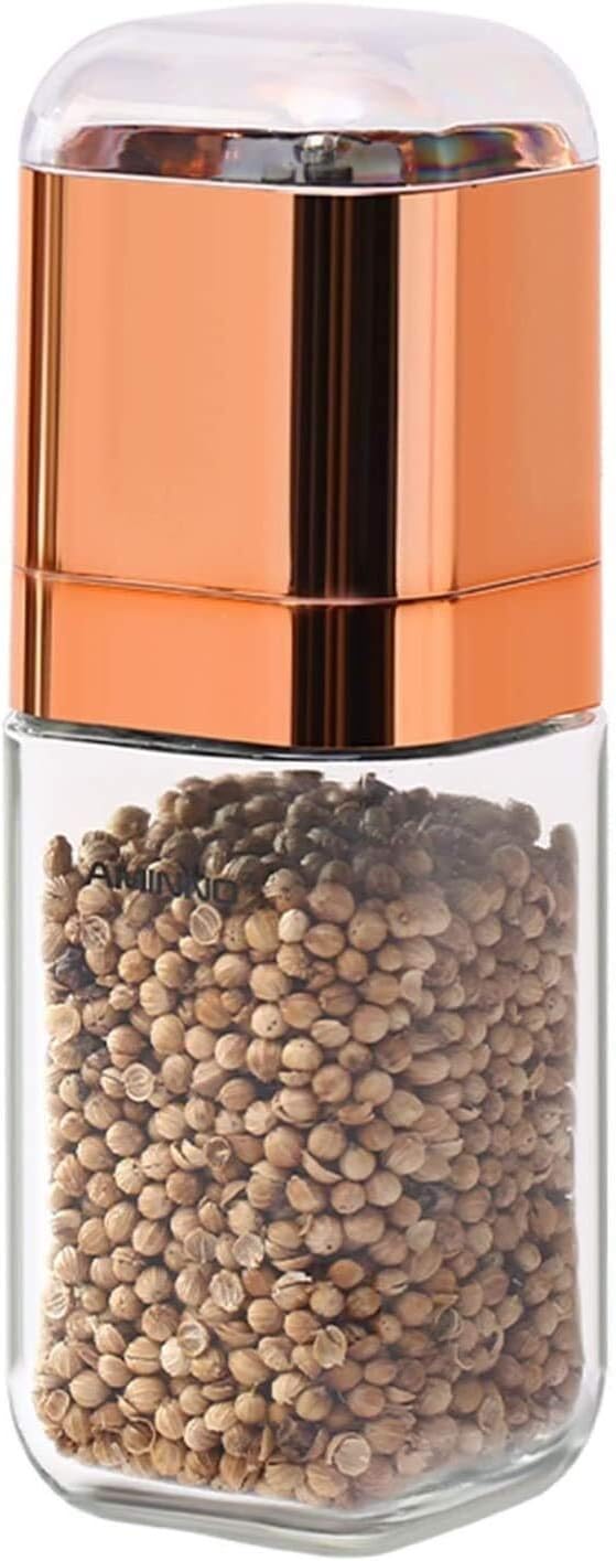 Salt and Pepper Grinder Set - Glass Pepper Mill & Salt Shaker - Manual Spice Mill - Pepper Grinder Refill - Ideal Kitchen Gift