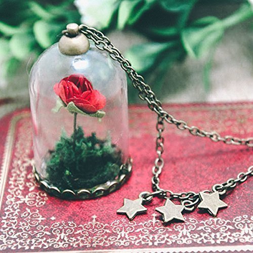 Collana con Rosa rossa in campana di vetro - il