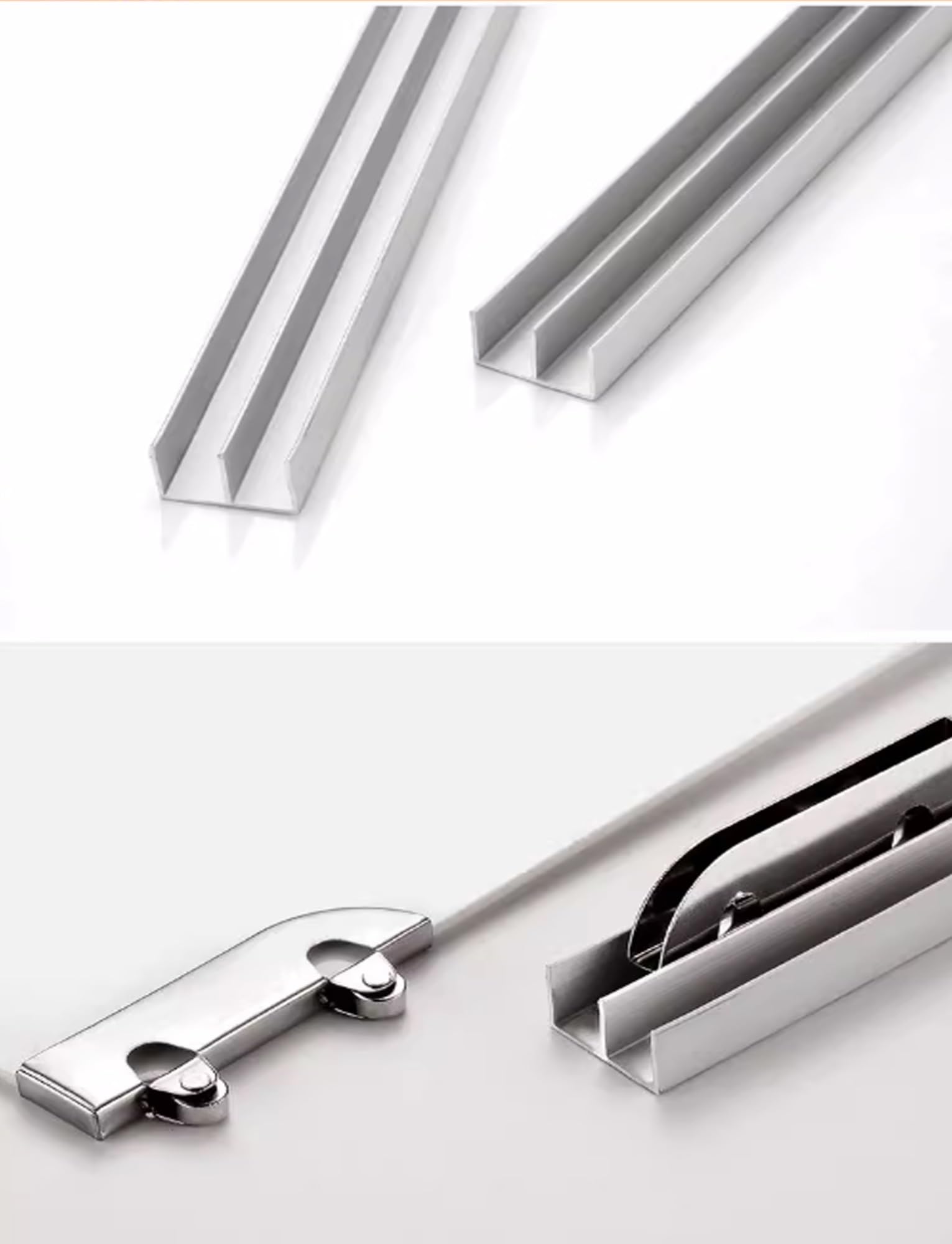 System prowadnic do szklanych drzwi przesuwnych, Zestaw prowadnic do drzwi przesuwnych ze stopu aluminium paneli szklanych i plastikowych, 50-120 cm(80cm)