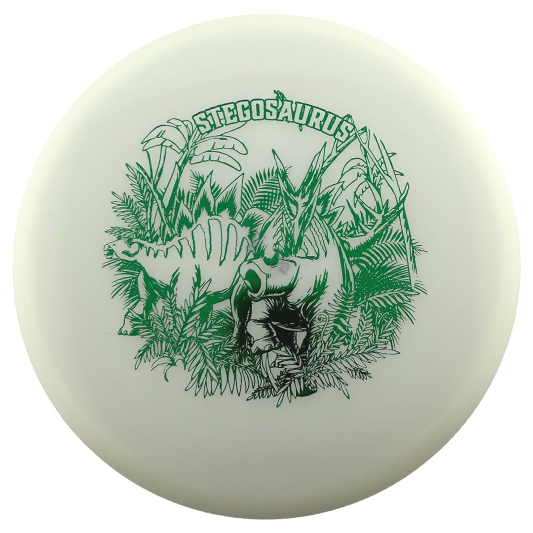 Stegosaurus Easy-to-Throw Lightweight Disc Golf Midrange for Children by Dino Discs | Egg Shell Glow Plastic