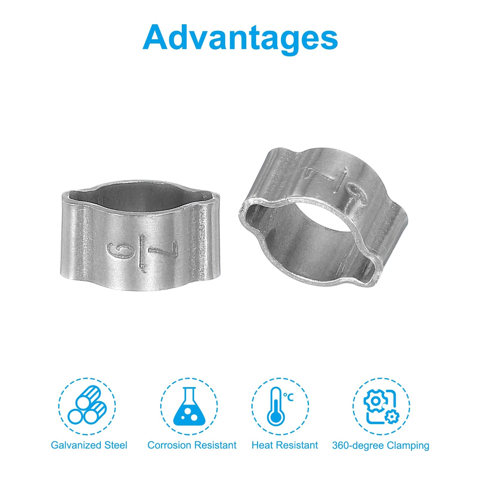 PATIKIL 35 Pack 7-9mm Double Ear Hose Clamp, 304 Stainless Steel O Clip Crimp Rings for Fuel Petrol Pipe Tube Fitting Connections, Silver Tone - Image 3