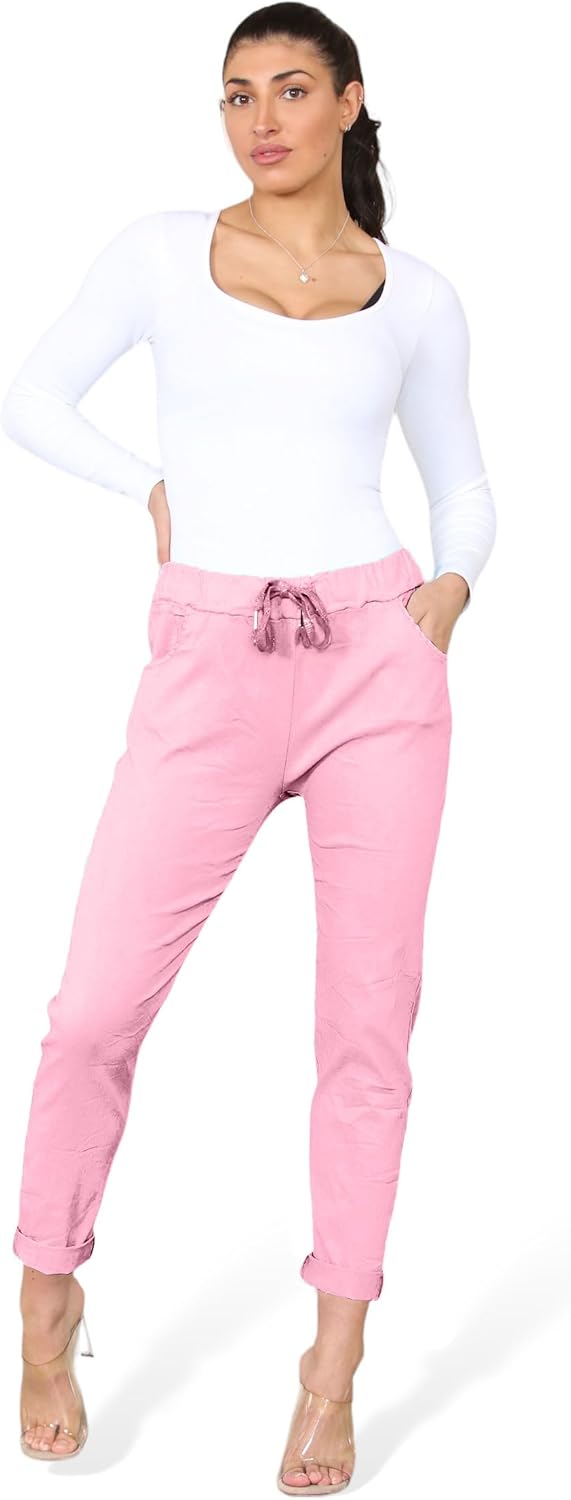 Faozo® Women's Plain Magic Italian Trousers - Ladies Summer