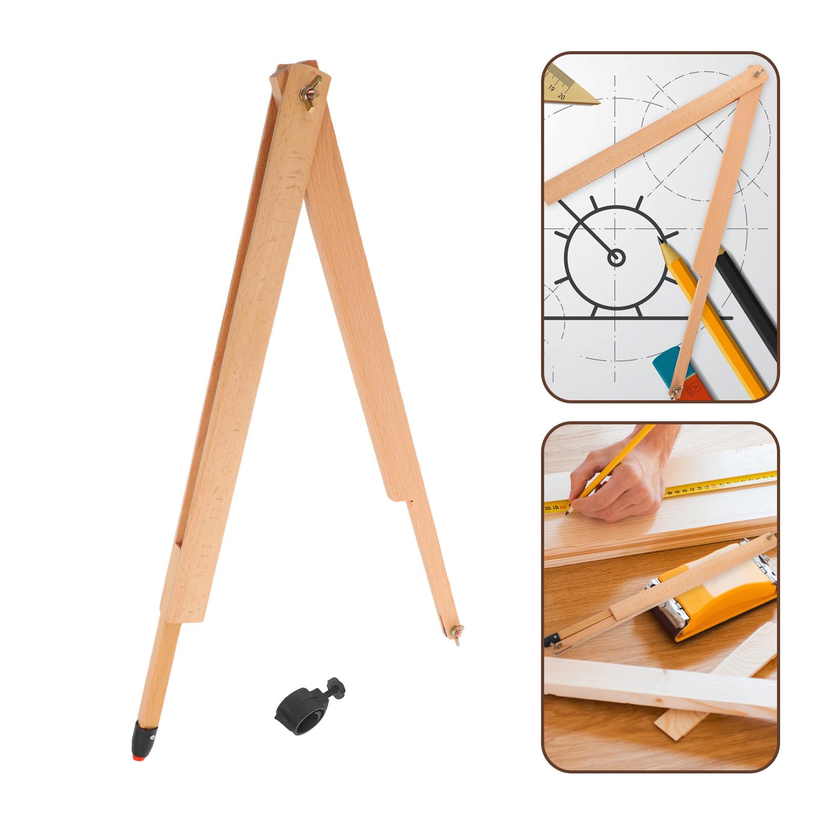 5 Pezzi Compasso da Disegno in Legno Clip per Lavagna, Regolabile