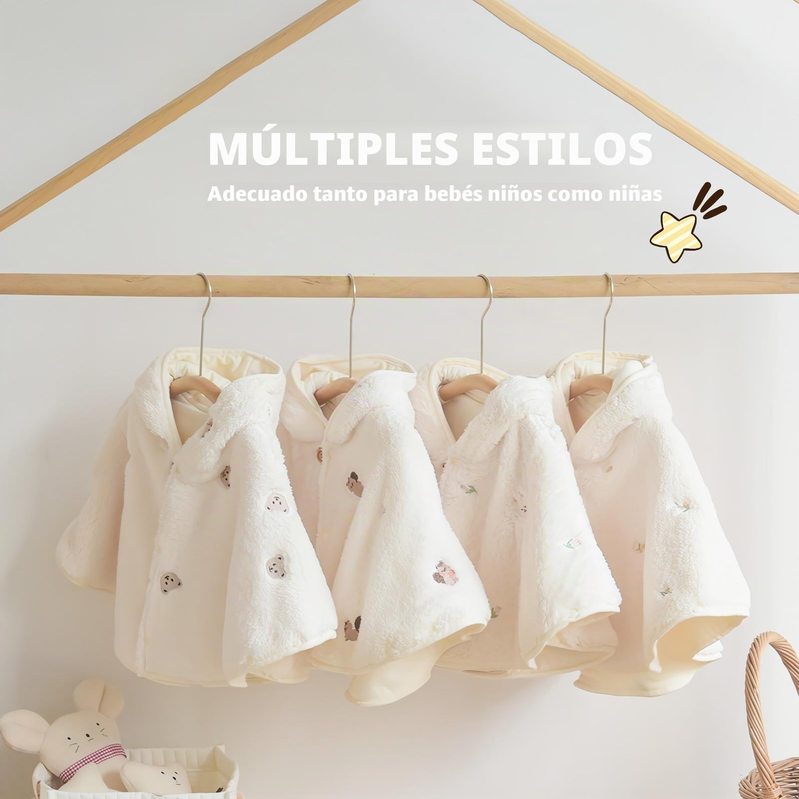 SONARIN Caliente Capa con Capucha para Bebé,Lindo Recien Nacido Poncho Abrigo Chaqueta Gruesa Niños Pequeños Traje de Invierno Ropa para Bebé Niñas Niños 1-3 Años