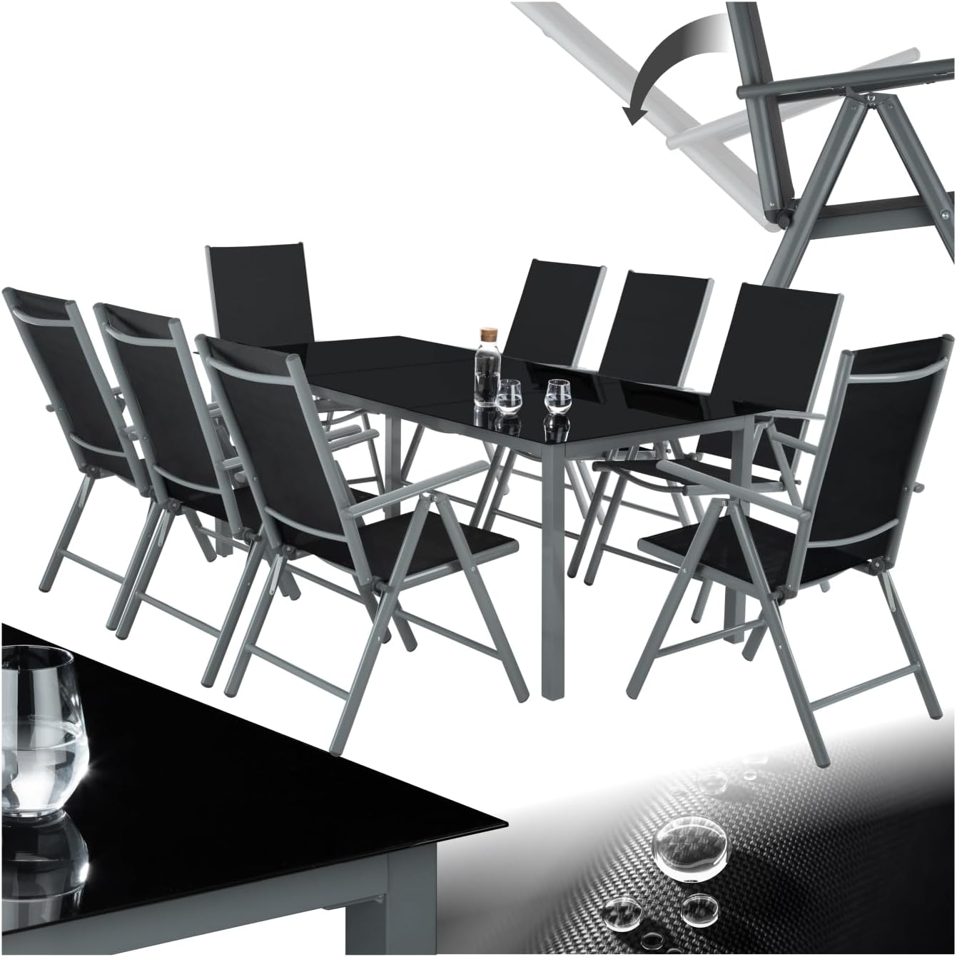 TecTake Aluminium Sitzgarnitur Sitzgruppe Gartenmöbel