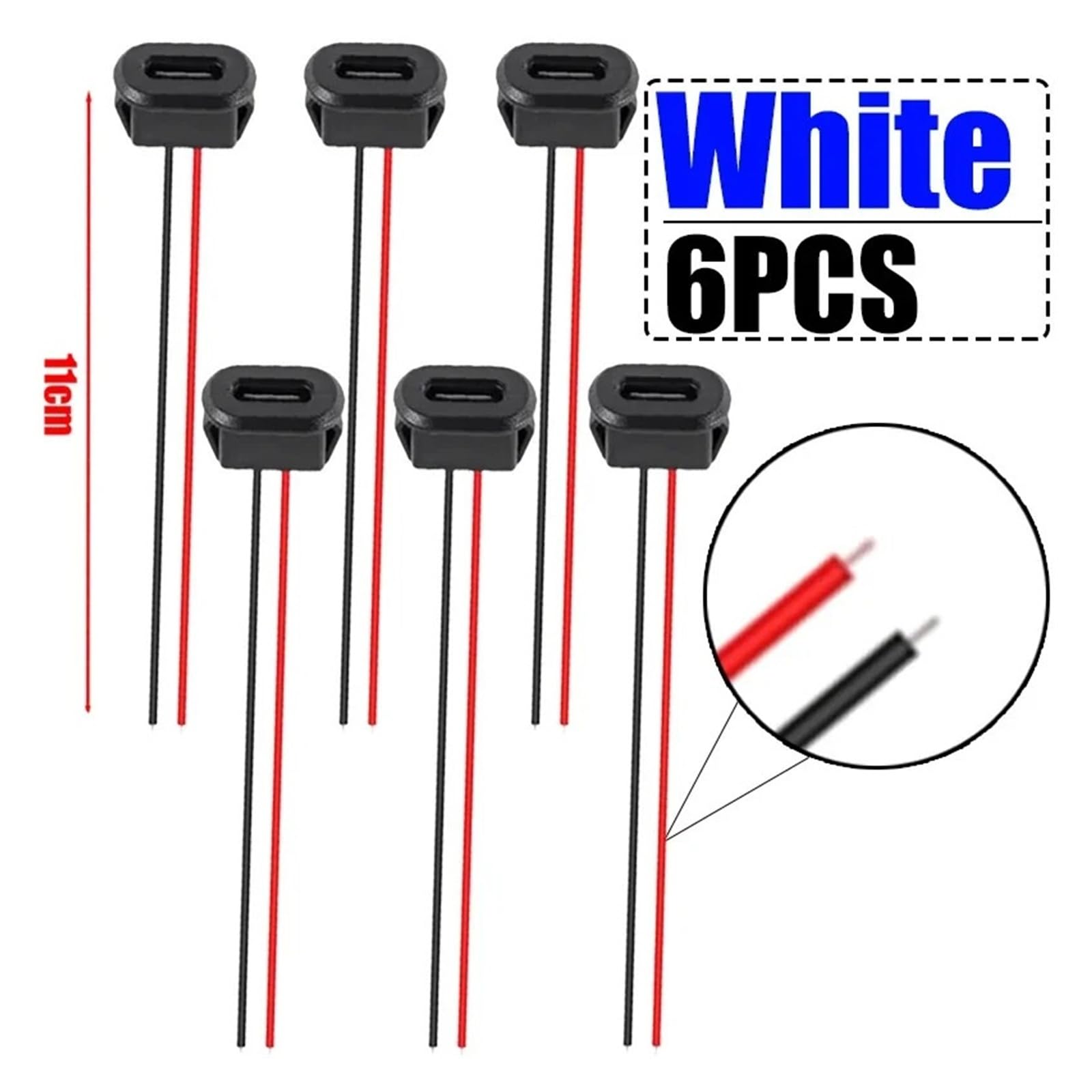 Connettore USB tipo C femmina, porta jack di ricarica 3A con fibbia per scheda (set B-nero (6 pezzi)