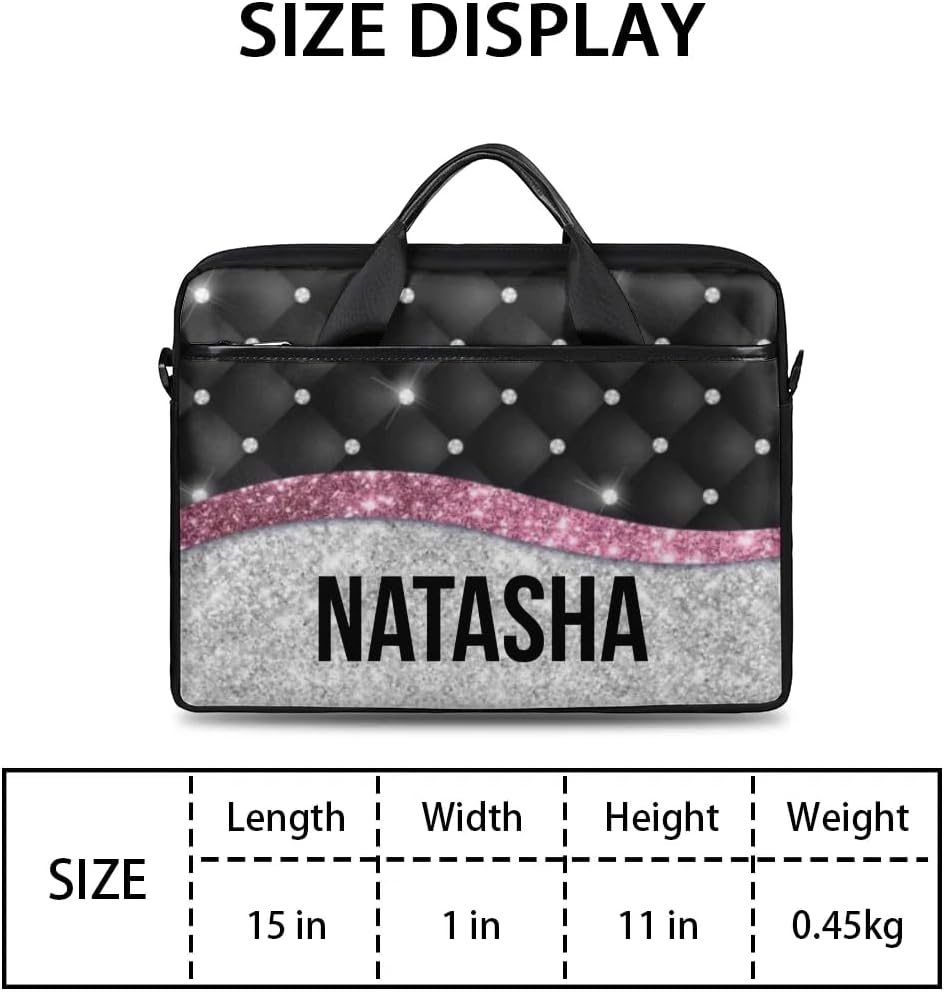 Personalized Laptop Bag Case Briefcases Shoulder Bag for Women, Custom Computer Cases for Laptops Hot Pink Flower