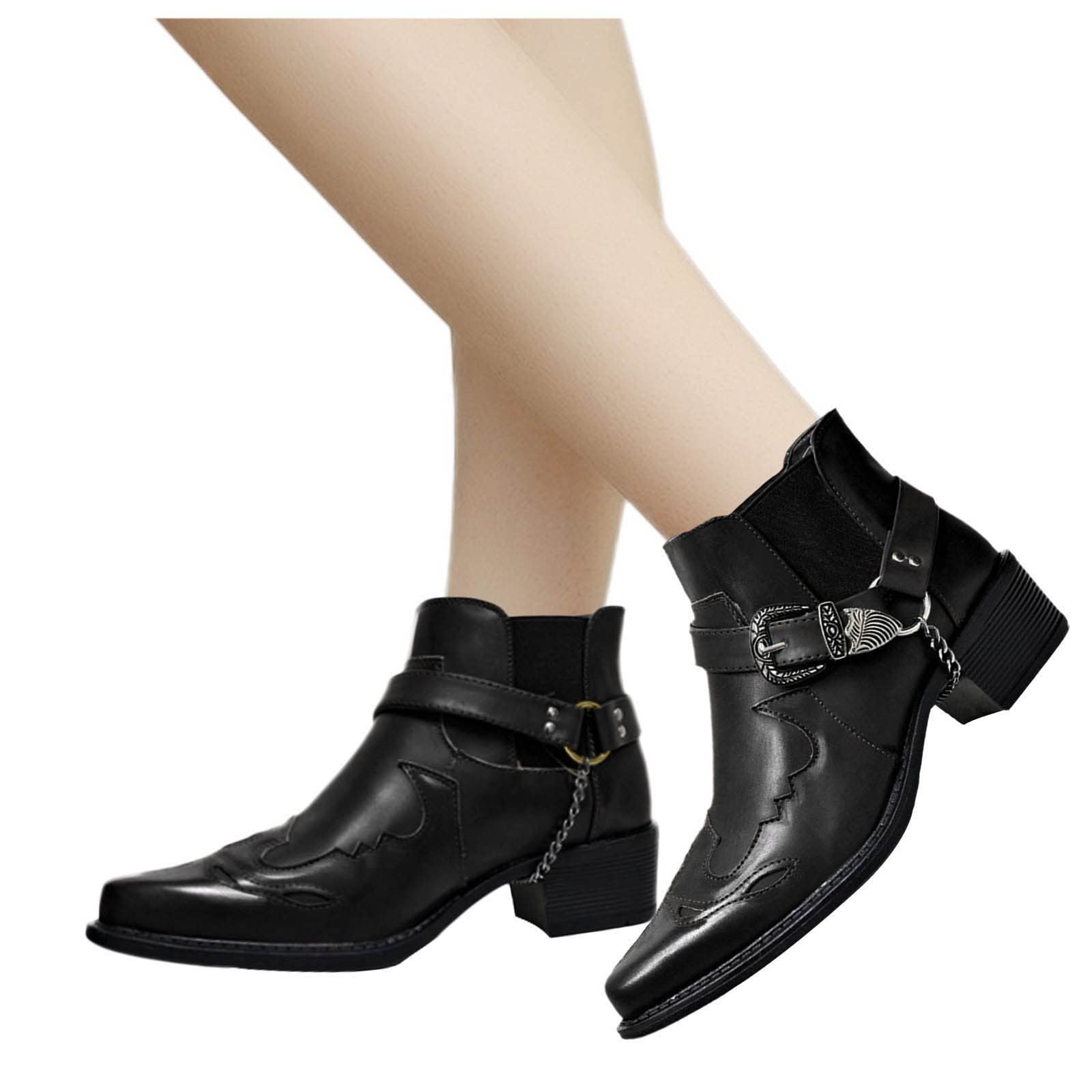 Stiefeletten Herren Pu-Leder Vintage 40-45 Eu, Knöchelstiefel Mit Absatz