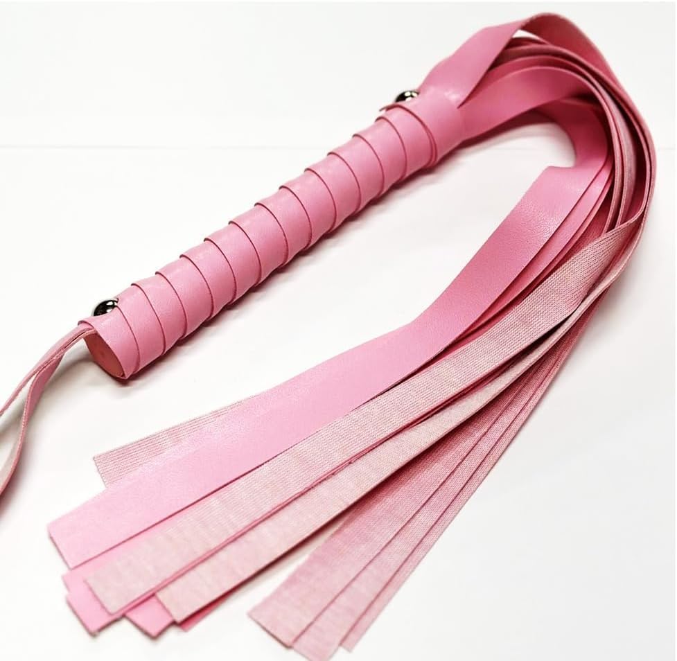 Mystic City Leather Riding Whip Prop Equestrian Crop for Horse Training, Cosplay, Stage Performances (Light Pink)