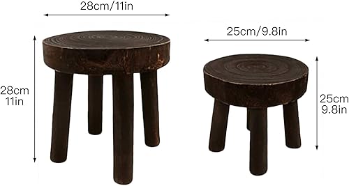 Miniatura 7 de TITA-DONG Taburete de madera moderno, estante para macetas, taburete redondo de madera maciza para cocina, dormitorio, sala de estar, baño