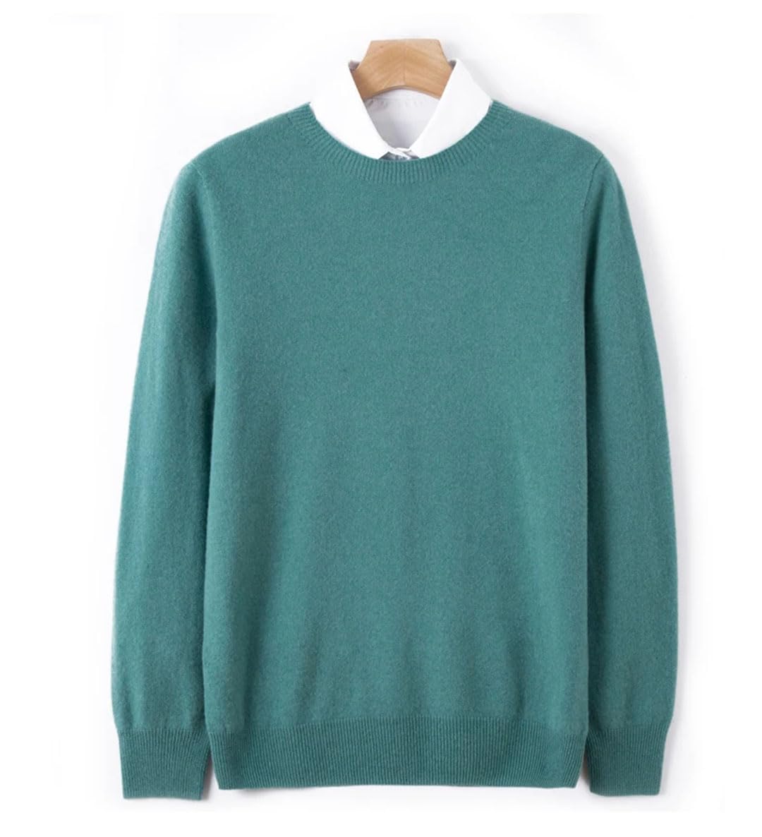 Męski sweter z okrągłym dekoltem wełniany sweter z dzianiny sweter jednolity kolor biznesowy ciepły sweter, Brązowy szary, XL