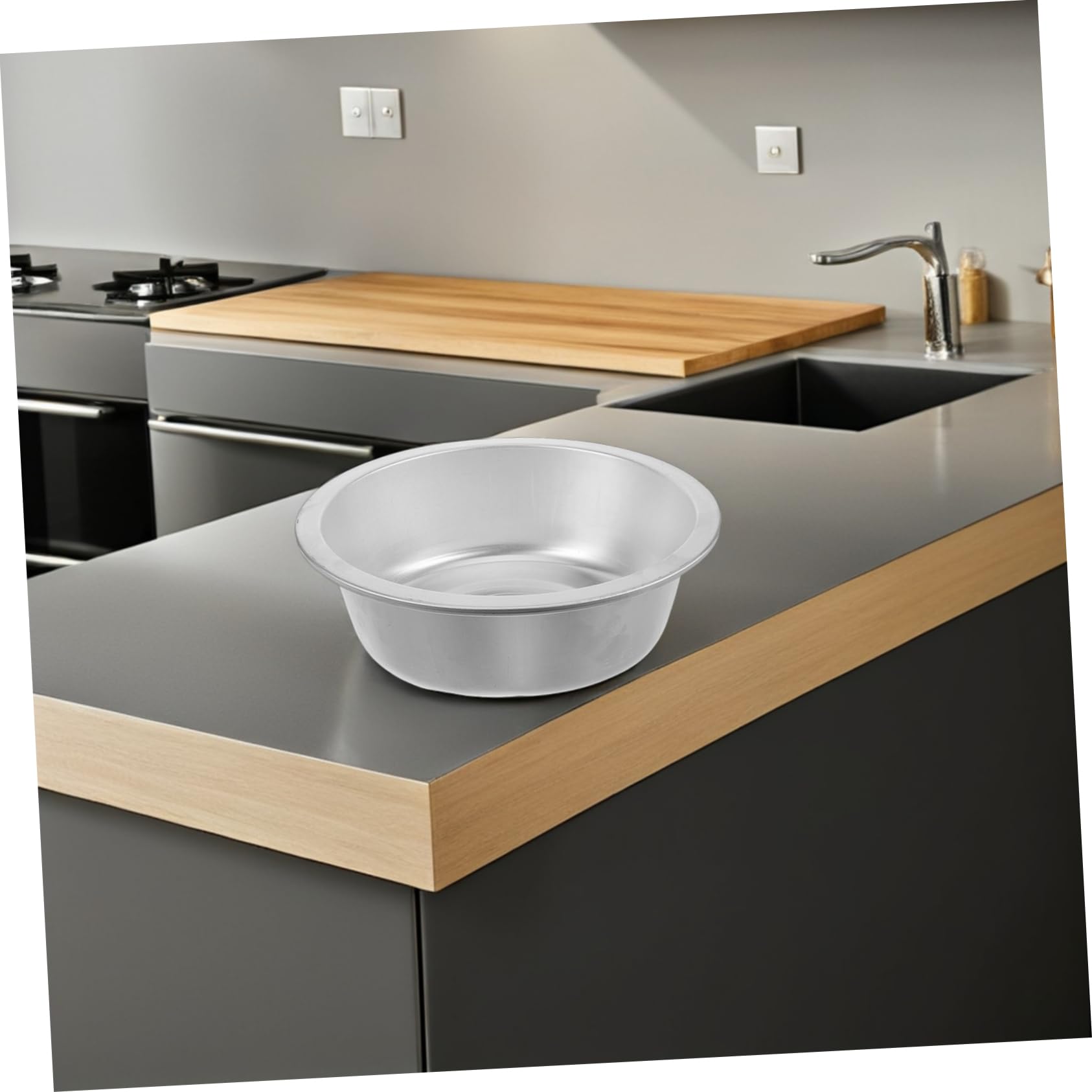 Healifty Bassin en Aluminium Épais Argenté 28cm pour Préparation Alimentaire et Lessive, Saladier Métal Facile à Nettoyer Design Classique Intemporel