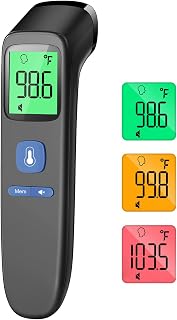 ANMEATE No-Touch Infrared Forehead Thermometer for Adults Babies Kids - 1 Sec Accurate Reading, Color-Coded Fever Alarm, Mute Mode, 35 Memories