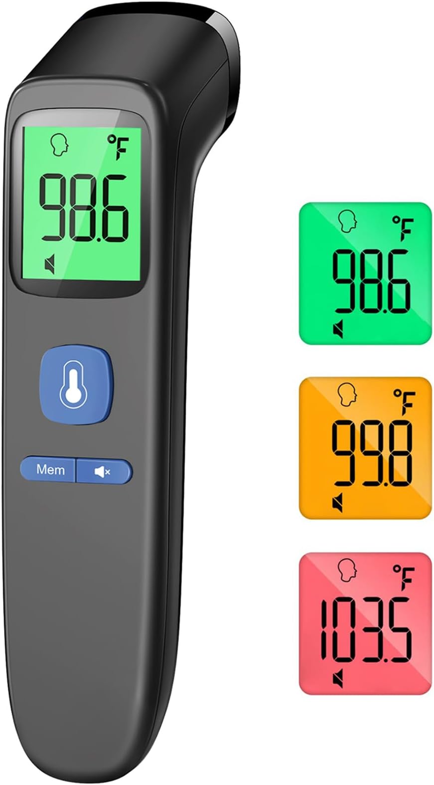 ANMEATE No-Touch Forehead Thermometer for Adults, Kids & Babies, Infrared Digital, Accurate Reading, Large LCD Display, Mute Mode, Memory Recall, Fever Alarm, Non-Contact