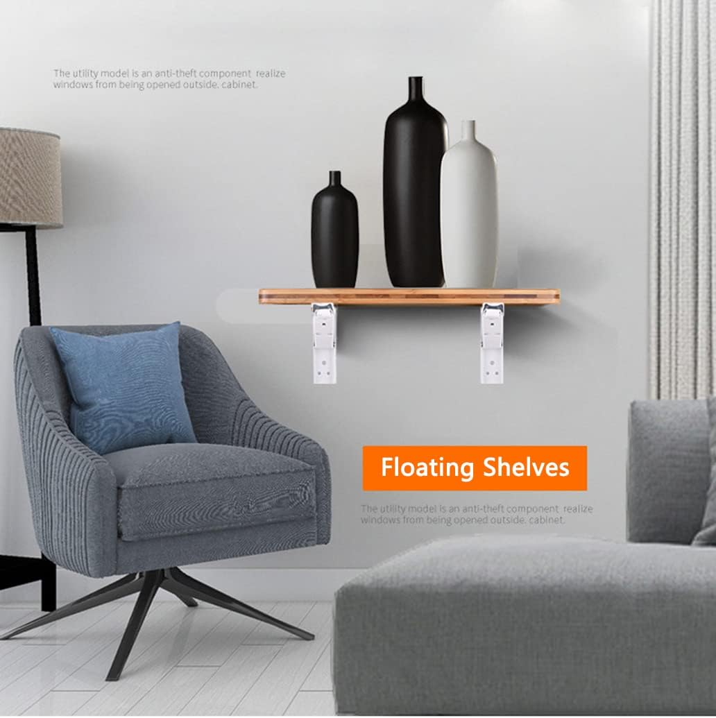 Foldable Floating Shelves, Wall Mounted Wood Storage Decor Shelves, Farmhouse Floating Shelf for Wall Decor, Bedroom, Living Room, Kitchen, Plants, Books (Teak, 15.7 x 7.9in)