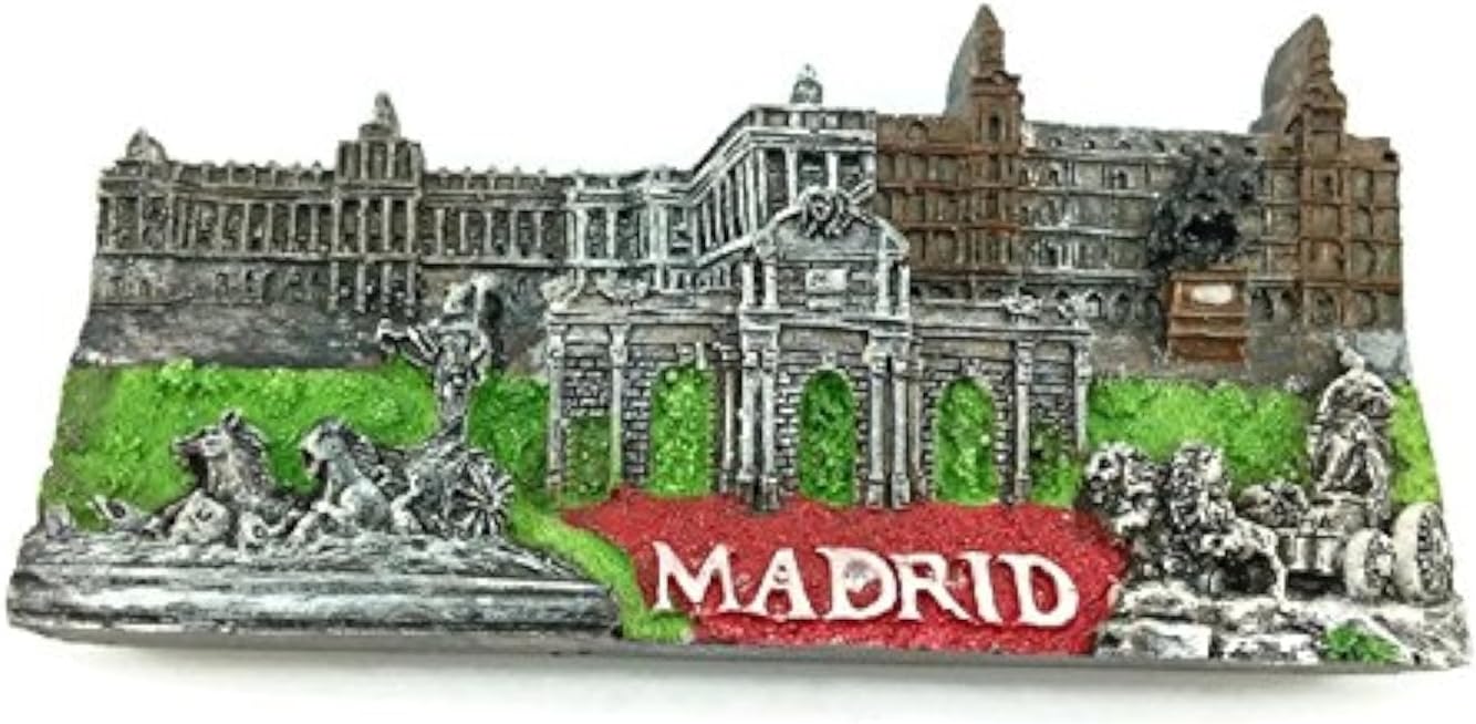 WitnyStore Tiny 3¾" Landmarks of Madrid Spain Magnet - Miniature Hand Made Resin 3D Europe Landmark Tourist Attraction Decorative Refrigerator Fridge Magnets Décor Collectibles Traveler Souvenir Gifts