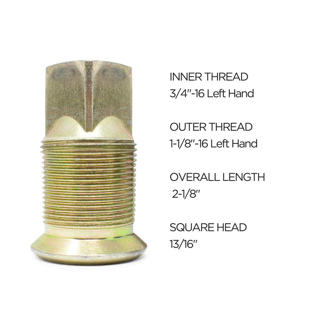 Pro Trucking Products M-129 Left Hand Grade 8 Stud Piloted, Budd Wheel Inner Cap Nut, Steel Wheels, 2-1/8" OAL (10 Pack)