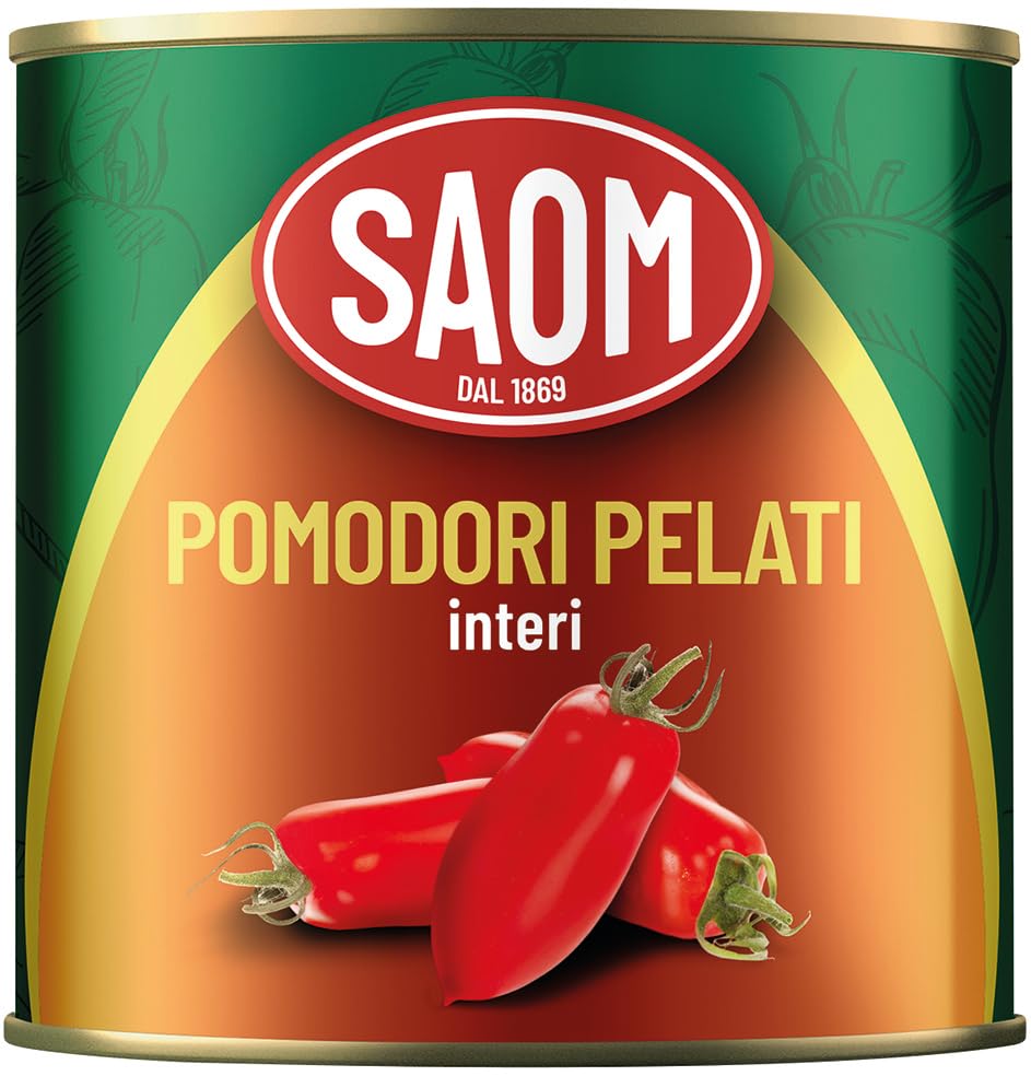 REPLOOD 6x Saom Pomodori Pelati Interi 2,55kg Pomodori Italiani Lattine 12x2,55kg