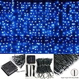 Cadena de luz de ventana, 200 LED, 4m x 1m, cable verde negro, energía solar, cadena de luz de fondo