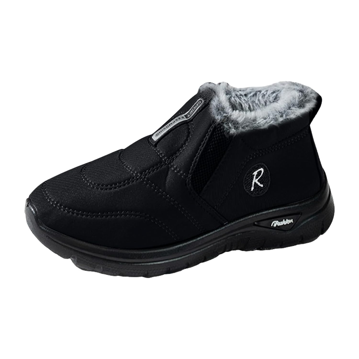 Winter Boots for Women Square Toe Thick Sole Fleece Lined Warm Elastic Slip On Ankle Booties Versatile Non-slip