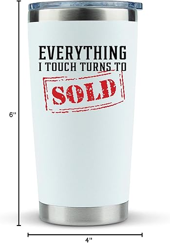Miniatura 9 de KLUBI Taza de café con texto en inglés "Everything I Touch Turns to Sells" (Todo lo que toque se vuelve a vender) de 20 onzas, idea de regalo para
