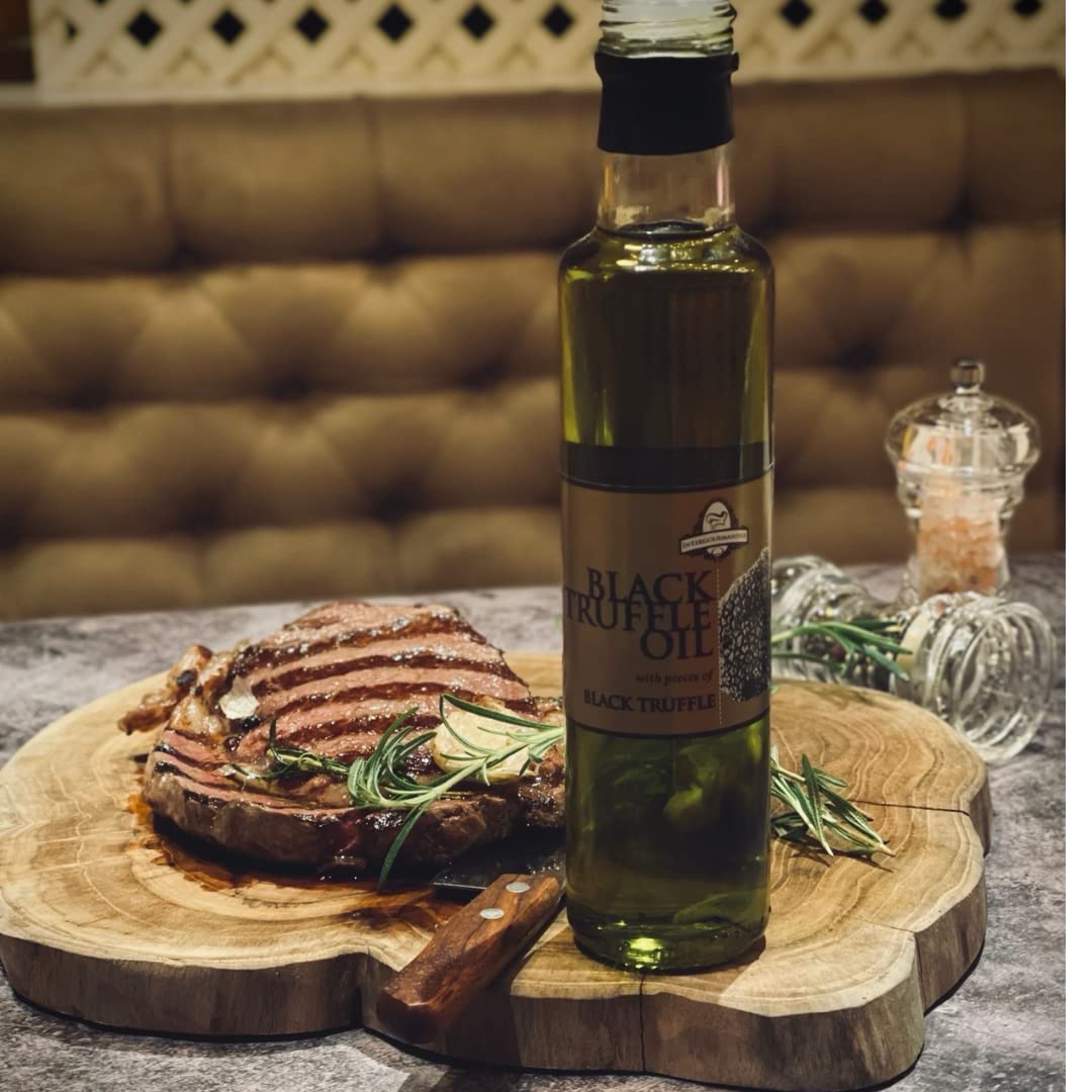 Huile d'Olive à la Truffe Noire | InterGourmandise | 250 ml | avec Truffe en morceaux