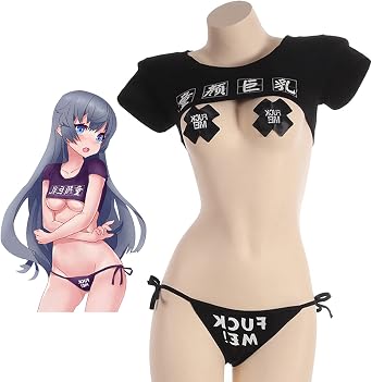 YOMORIO Anime Lingerie Sexy Bra and Panty Set Naughty Crop Top Cosplay Costumes