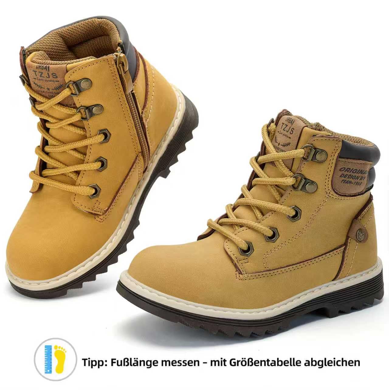 TZJS Dziecięce buty trekkingowe dla chłopców i dziewczynek, wygodne buty trekkingowe, antypoślizgowe i lekkie, chronią kostki i palce. Sznurowane sznurowanie i boczny zamek błyskawiczny, wzór 27-35 EU