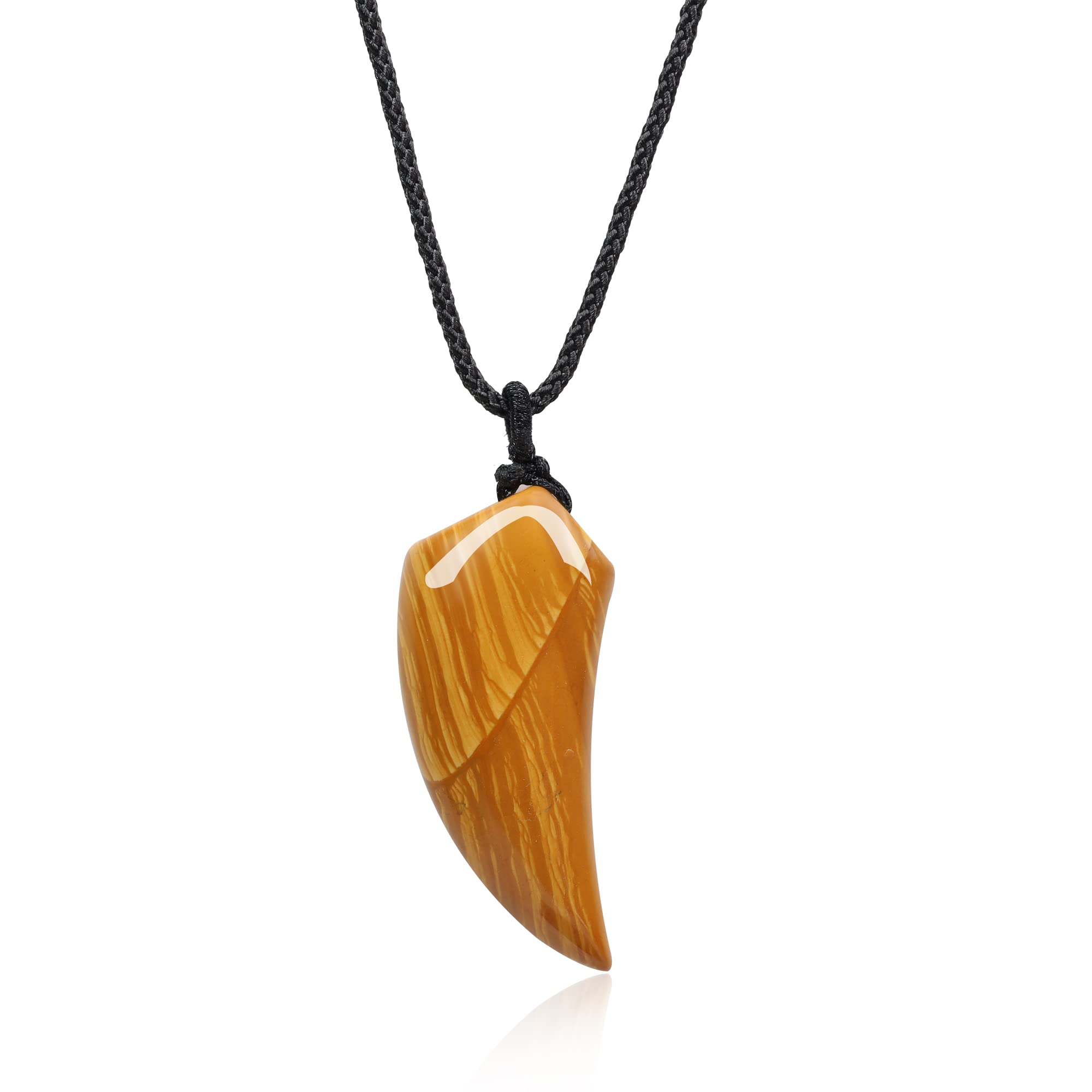 COAI Collar con Colgante Amuleto de Protección Diente de Lobo de Piedra Semipreciosa Natural