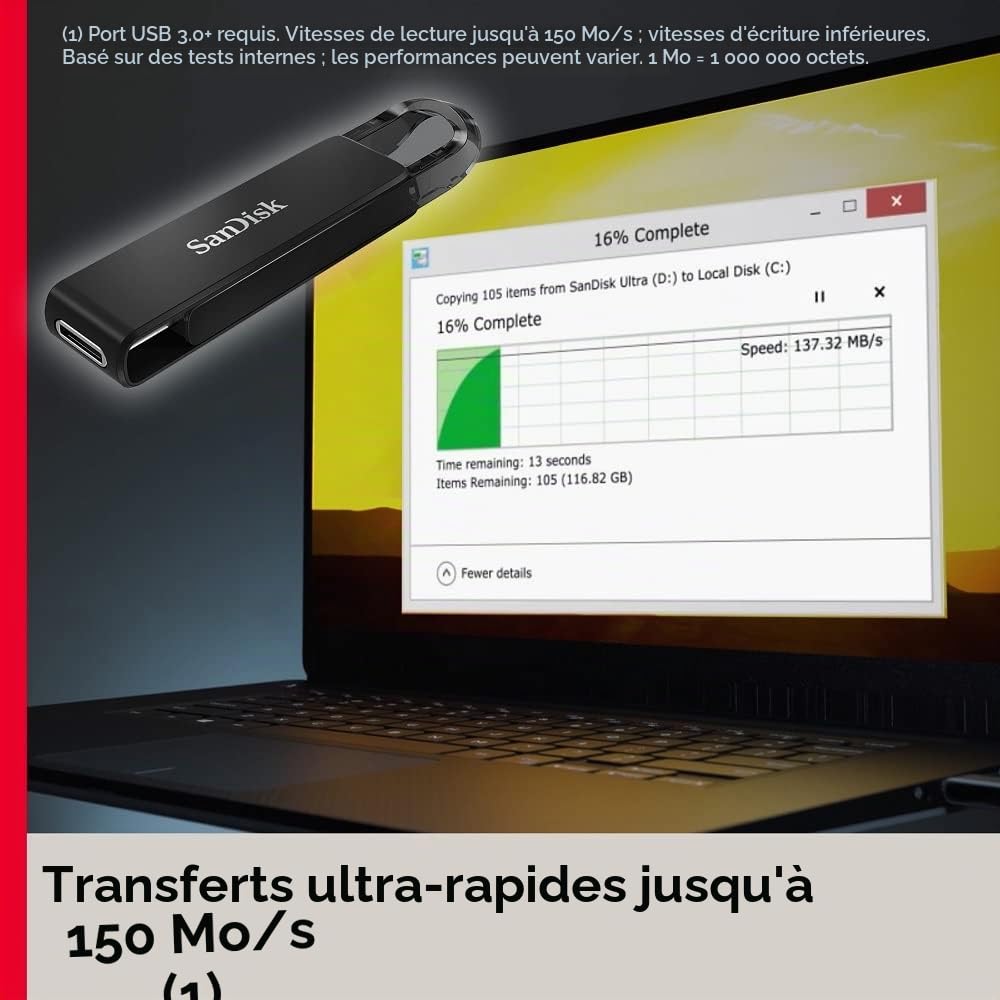 SanDisk 256 Go Ultra, Clé USB USB Type-C