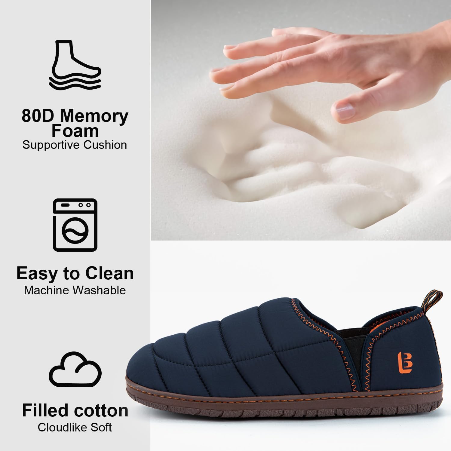 LongBay Men's Outdoor Slippers Two Tone Warm Memory Foam Slip On Indoor House Shoes bedroom Loafers - Image 4