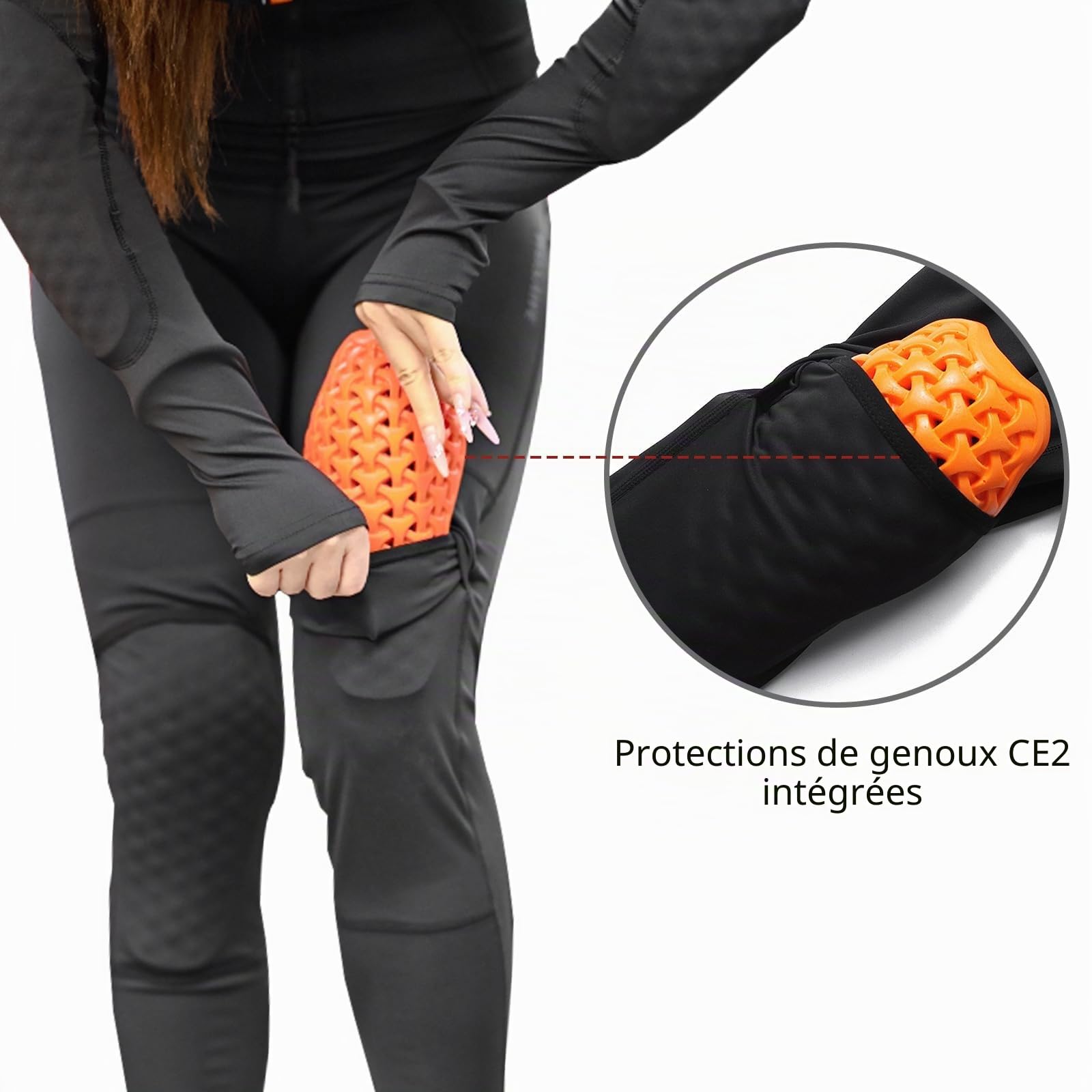 Pantalon de moto pour femme, legging cargo de yoga protecteur avec protections CE, collant extensible taille haute avec genouillères amovibles pour motos sportives trajets urbains
