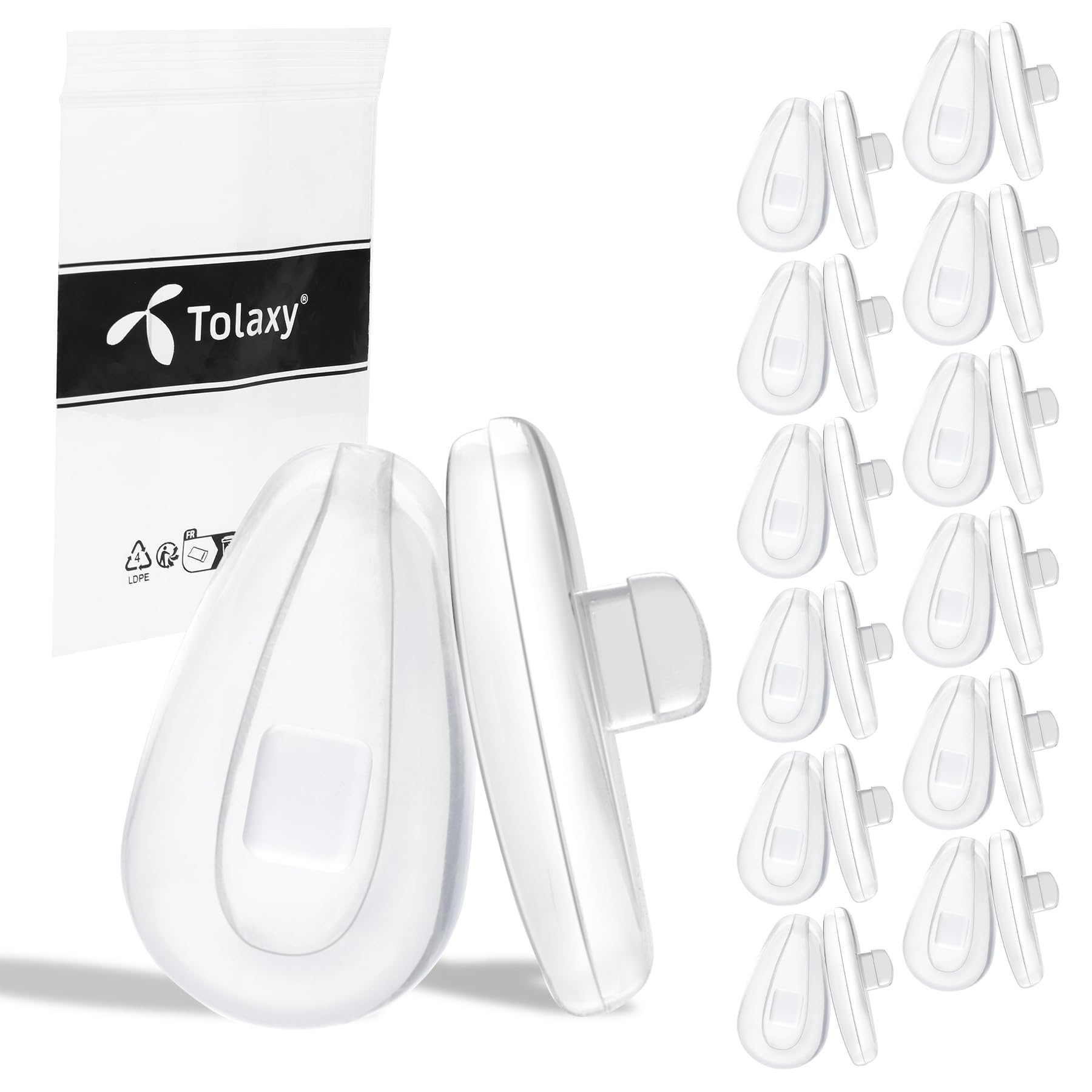 TolaxyTolaxy 12 Pairs Upgraded Soft Silicone Replacement Nose Pieces for Oakley Socket 5.0 | Socket 5.5 | Lizard | Gasser | Limit Switch | Contrail | Barrelhouse Sunglasses, Anti-Slip, Push-in Nose Pads