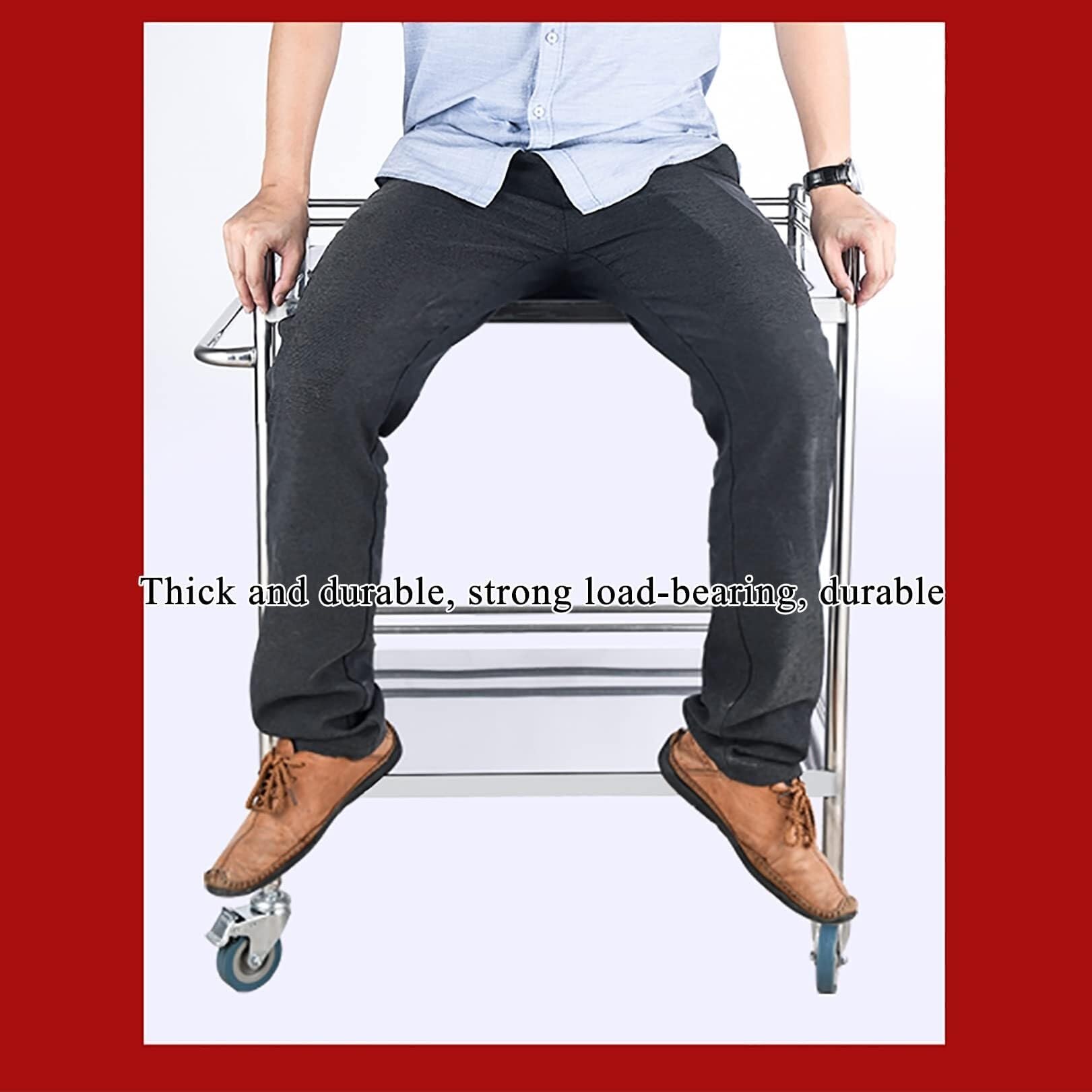 Carrello da laboratorio in acciaio inox con 2 cassetti, a due piani, carico massimo 80 kg, per attrezzature e strumenti