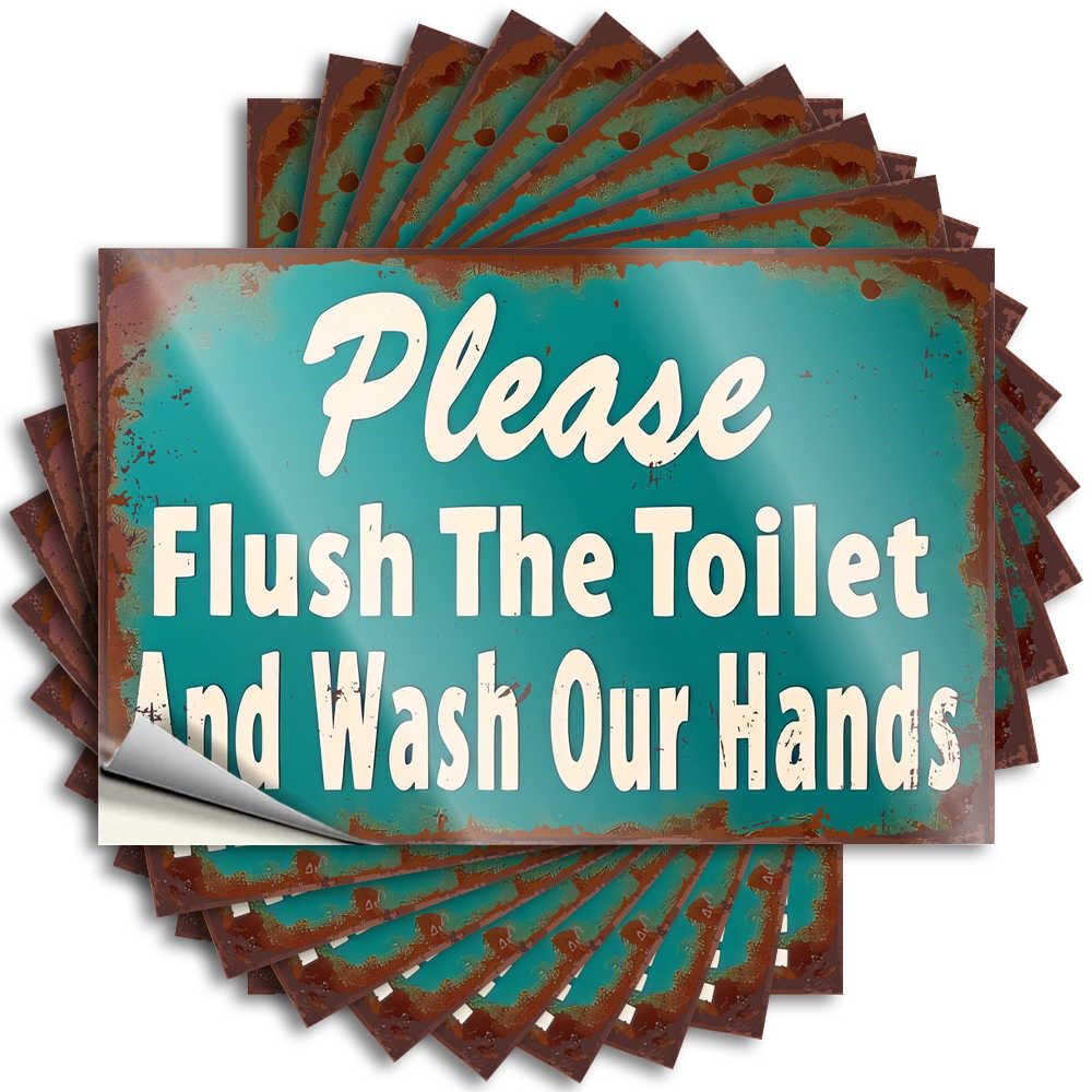 Lettering Sticker Mimosa Easy Apply | Flush and Wash: A Sign for Cleanliness Accent Window Peel and Stick(8X12CM)