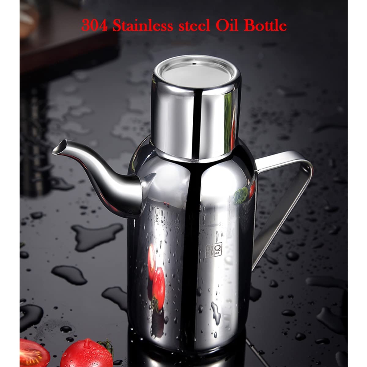 Olla dispensadora de aceite, lata de cocina de acero inoxidable para aceite de oliva y vinagre, recipiente de cocina sin goteo de 600 ml, perfecto para cocinar y aderezar
