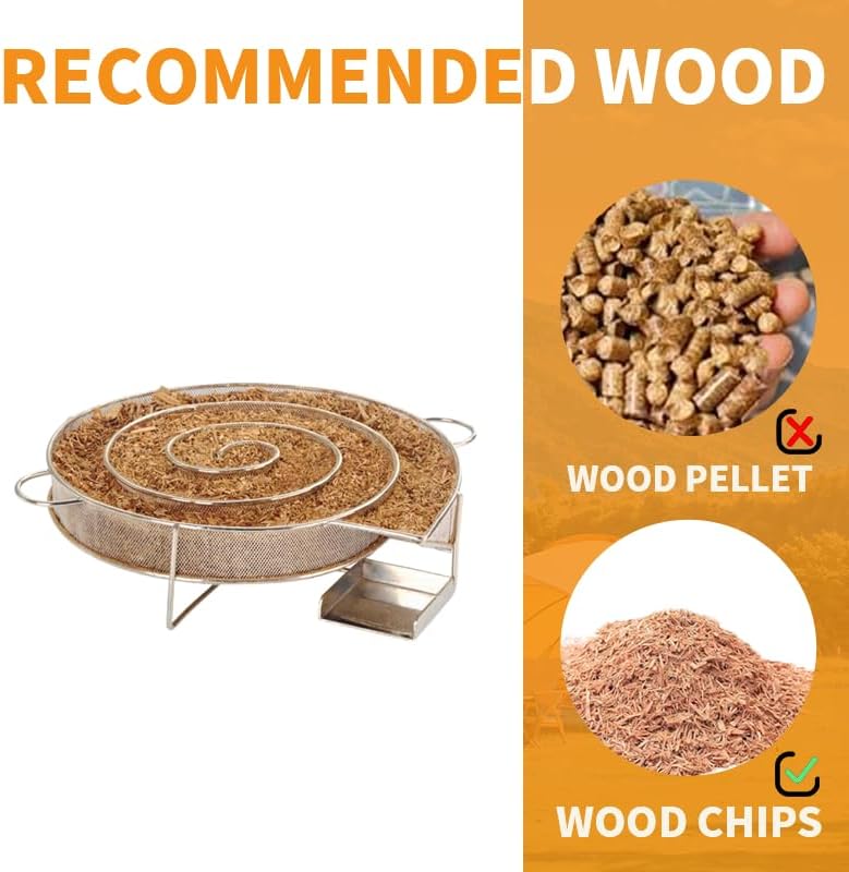 Miniatura 8 de Generador de humo frío en espiral de 8 pulgadas en parrilla o ahumador, bandeja de ahumador de pellets de acero inoxidable para ahumar en frío y